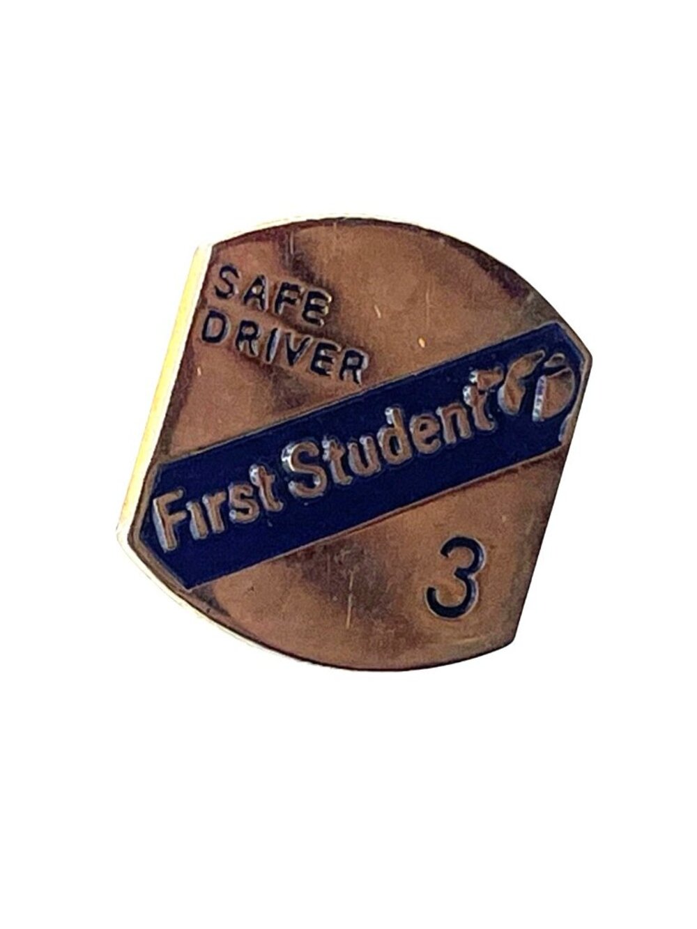 First Student Safe Driver 3 Year Vintage Bronze Lapel Pin Badge A452